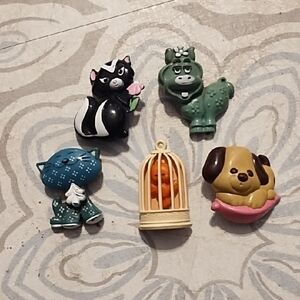 Avon Vintage Animal Figurine Set Old Used Perfume Lapel Pins 70's Era